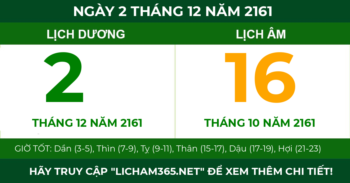 lịch âm ngày 2 tháng 12 năm 2161