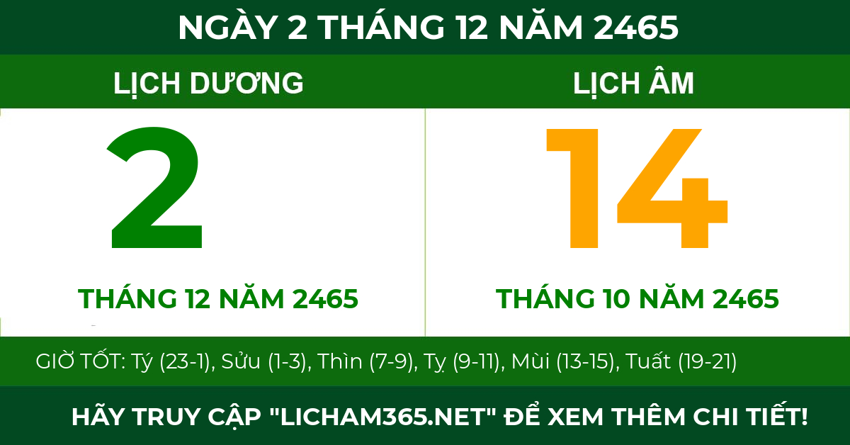 lịch âm ngày 2 tháng 12 năm 2465
