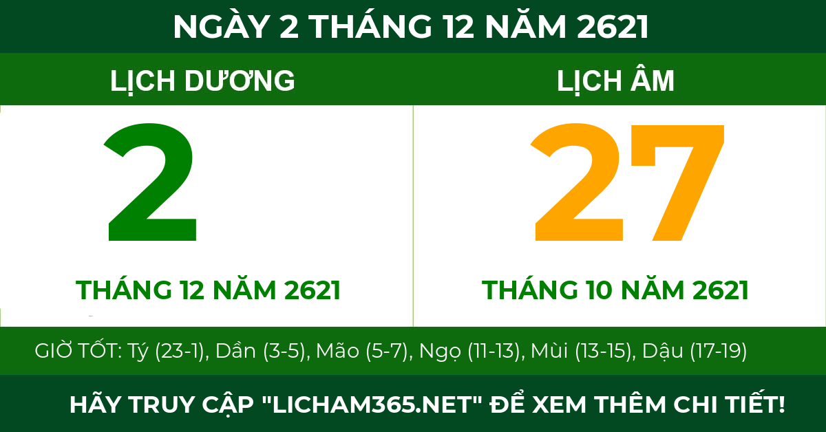 lịch âm ngày 2 tháng 12 năm 2621