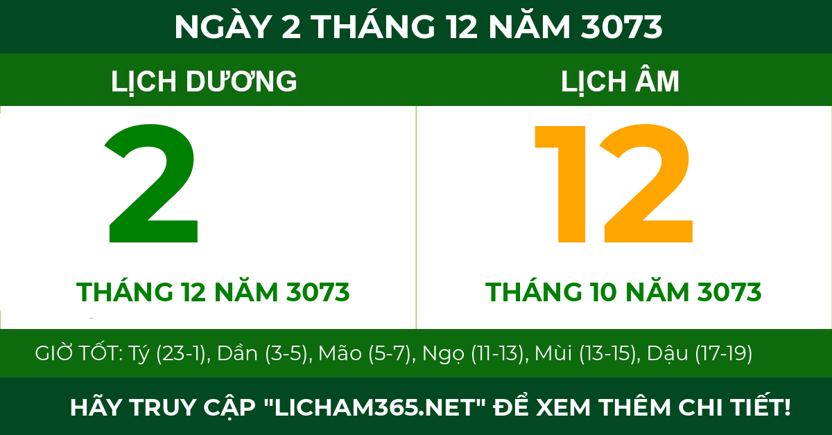 lịch âm ngày 2 tháng 12 năm 3073