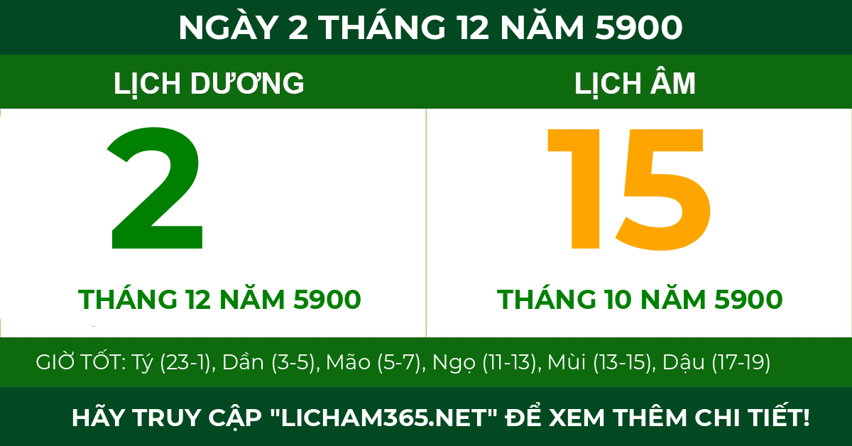 lịch âm ngày 2 tháng 12 năm 5900