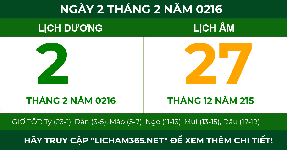 lịch âm ngày 2 tháng 2 năm 0216