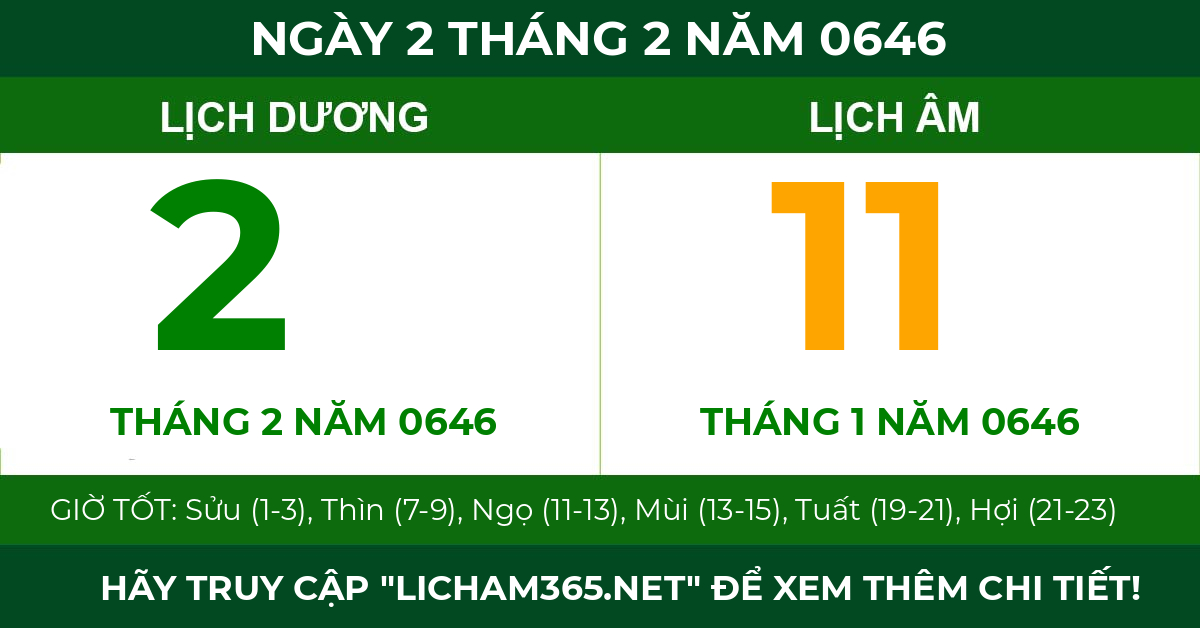 lịch âm ngày 2 tháng 2 năm 0646