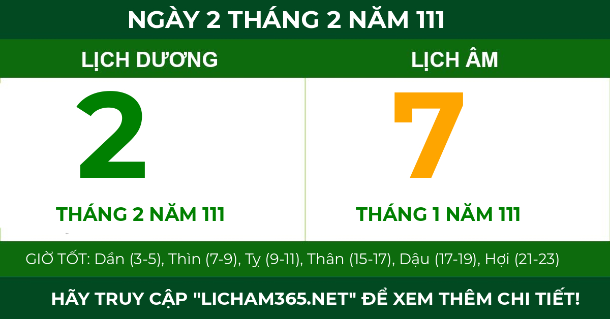 lịch âm ngày 2 tháng 2 năm 111