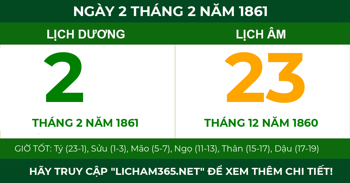 lịch âm ngày 2 tháng 2 năm 1861