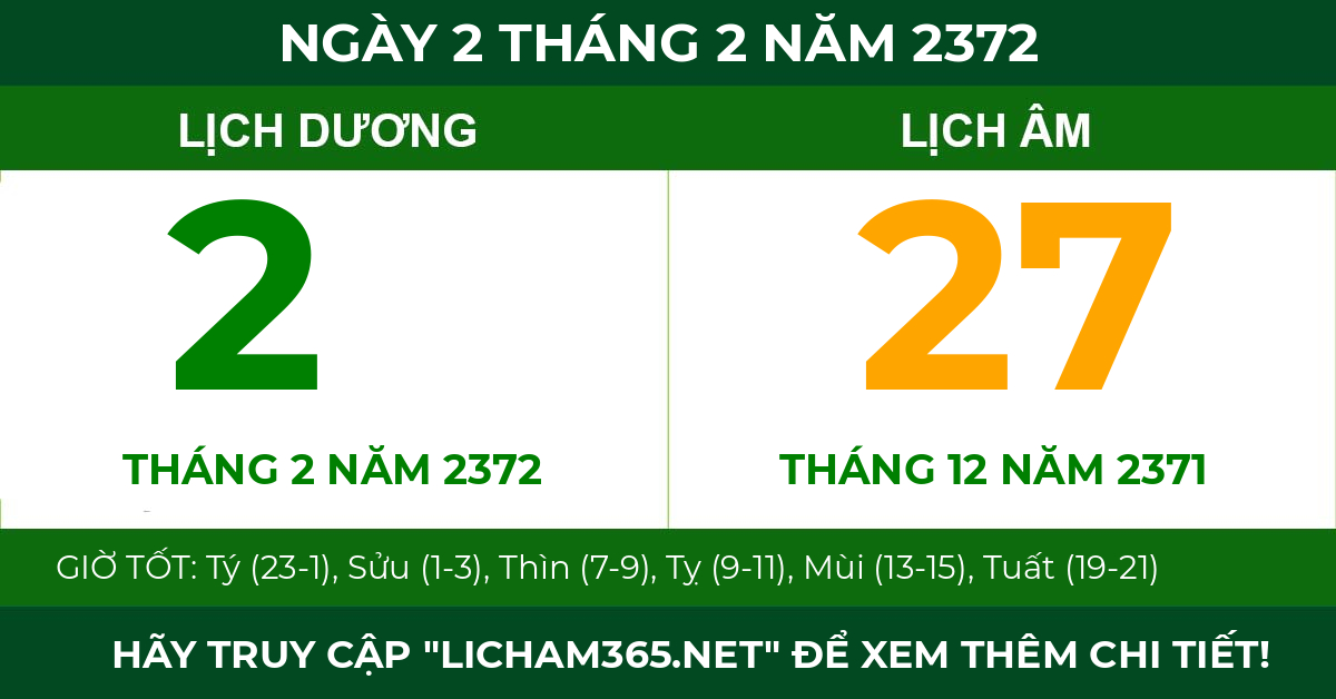 lịch âm ngày 2 tháng 2 năm 2372