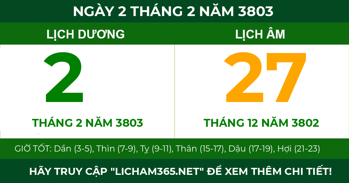 lịch âm ngày 2 tháng 2 năm 3803