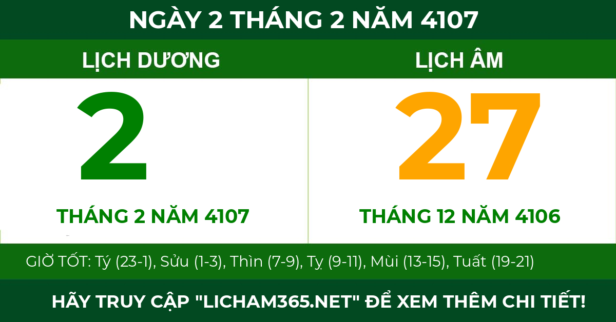 lịch âm ngày 2 tháng 2 năm 4107