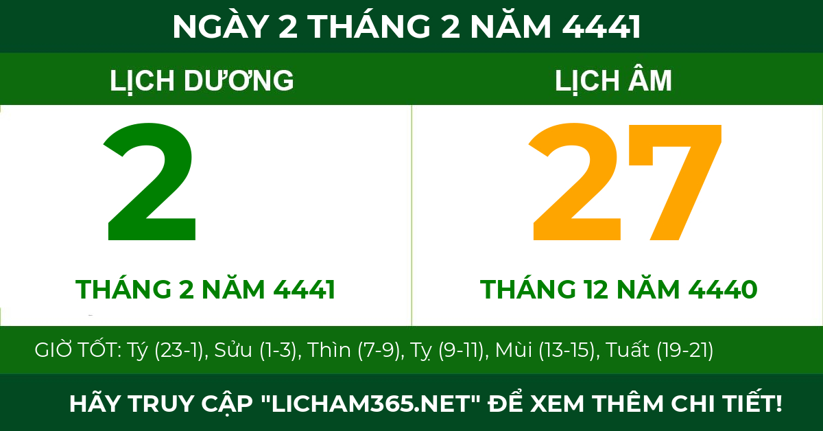 lịch âm ngày 2 tháng 2 năm 4441