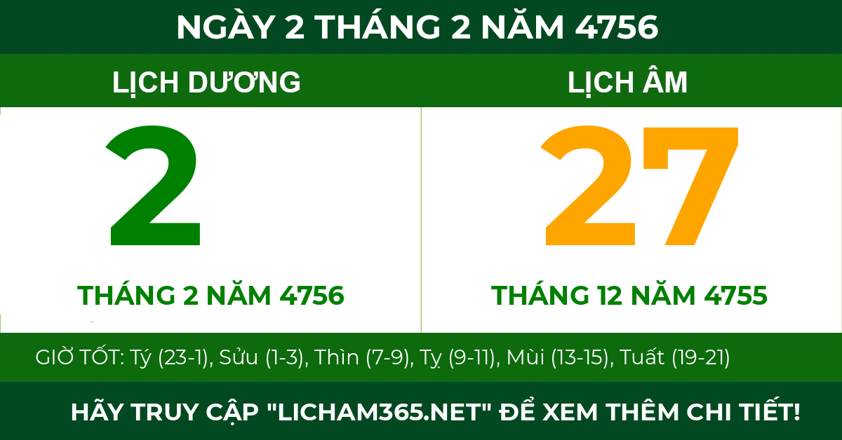 lịch âm ngày 2 tháng 2 năm 4756