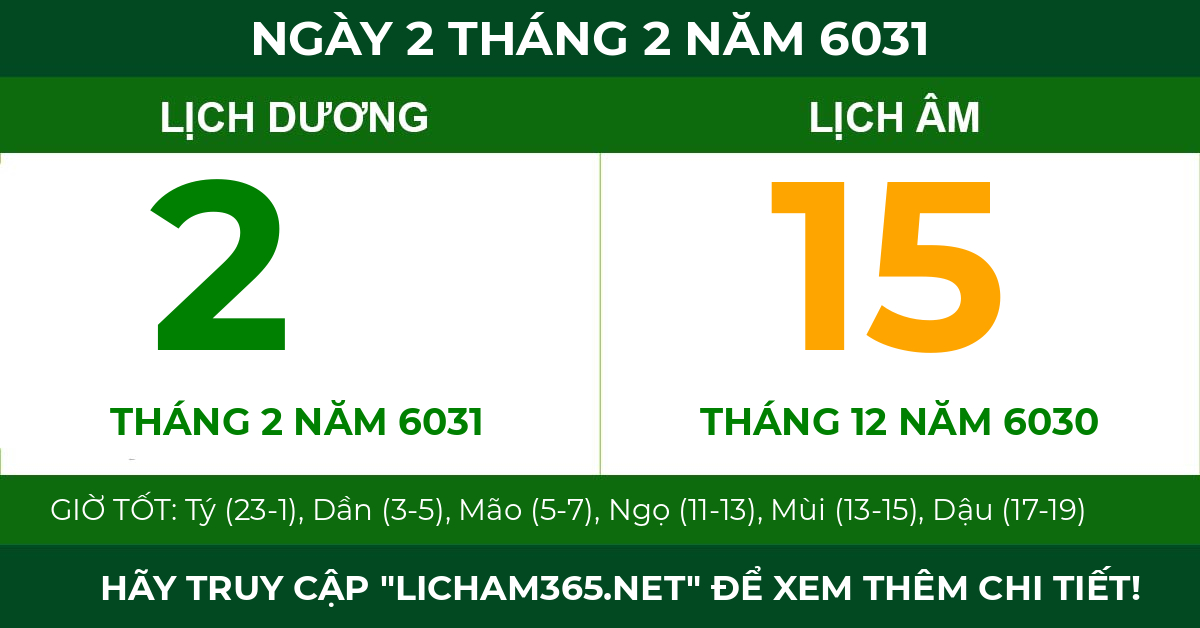lịch âm ngày 2 tháng 2 năm 6031