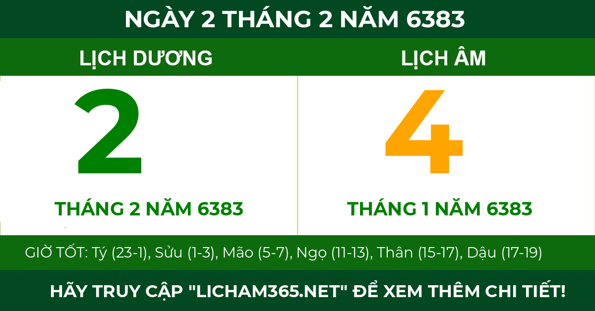 lịch âm ngày 2 tháng 2 năm 6383