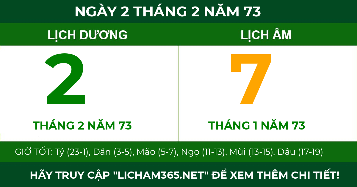 lịch âm ngày 2 tháng 2 năm 73