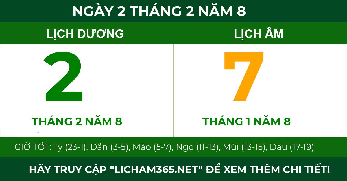 lịch âm ngày 2 tháng 2 năm 8