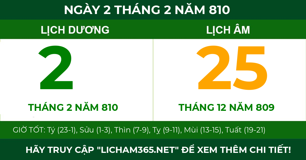 lịch âm ngày 2 tháng 2 năm 810