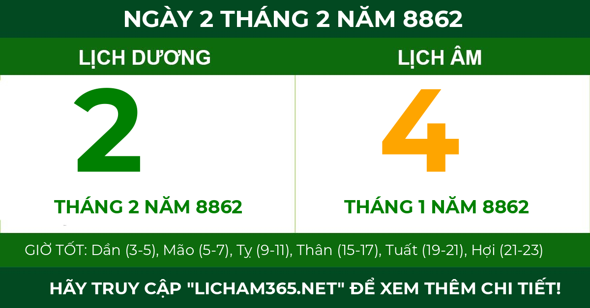 lịch âm ngày 2 tháng 2 năm 8862