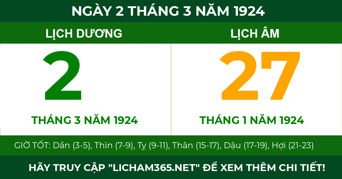 lịch âm ngày 2 tháng 3 năm 1924