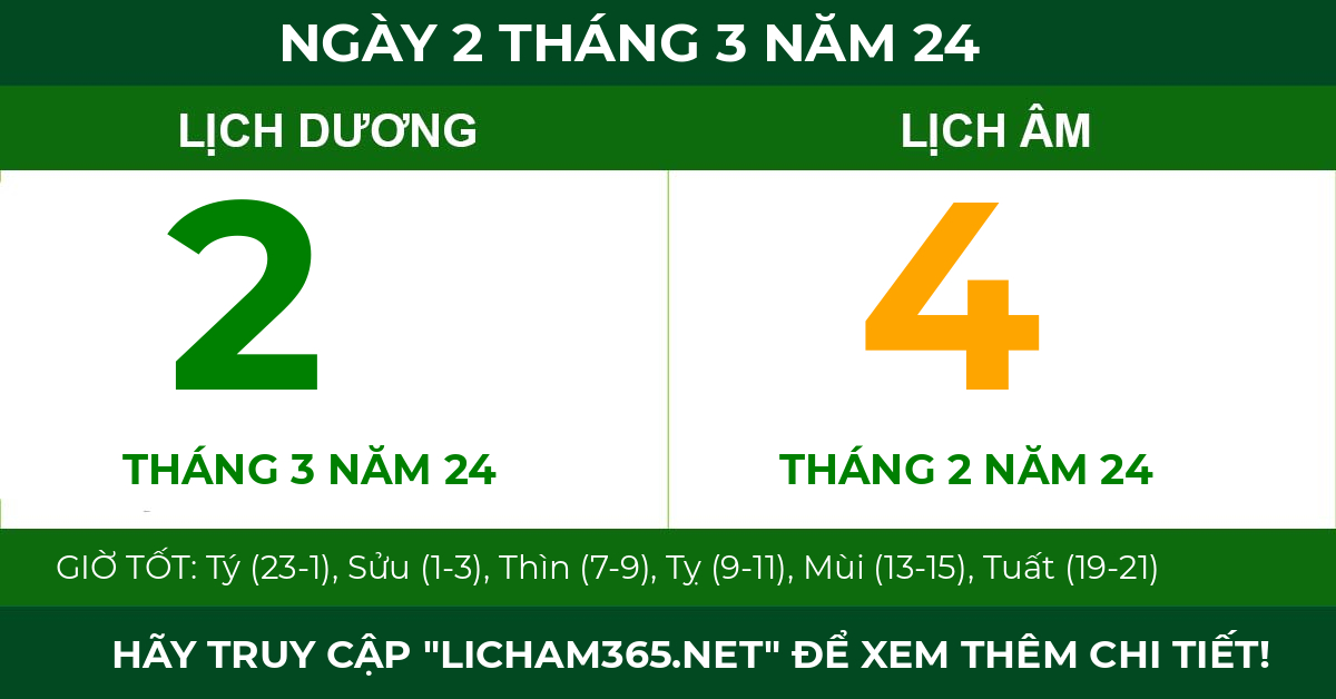 lịch âm ngày 2 tháng 3 năm 24