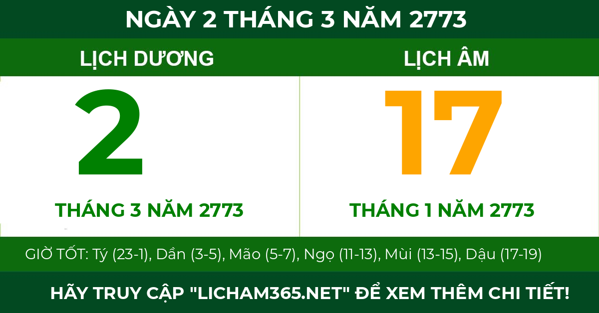 lịch âm ngày 2 tháng 3 năm 2773