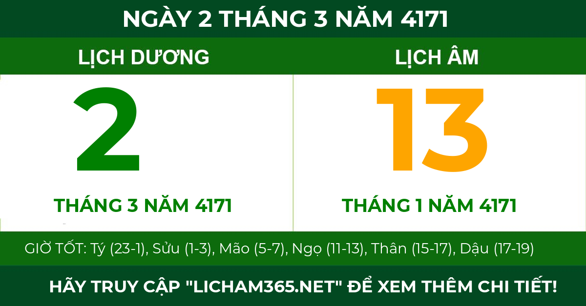 lịch âm ngày 2 tháng 3 năm 4171