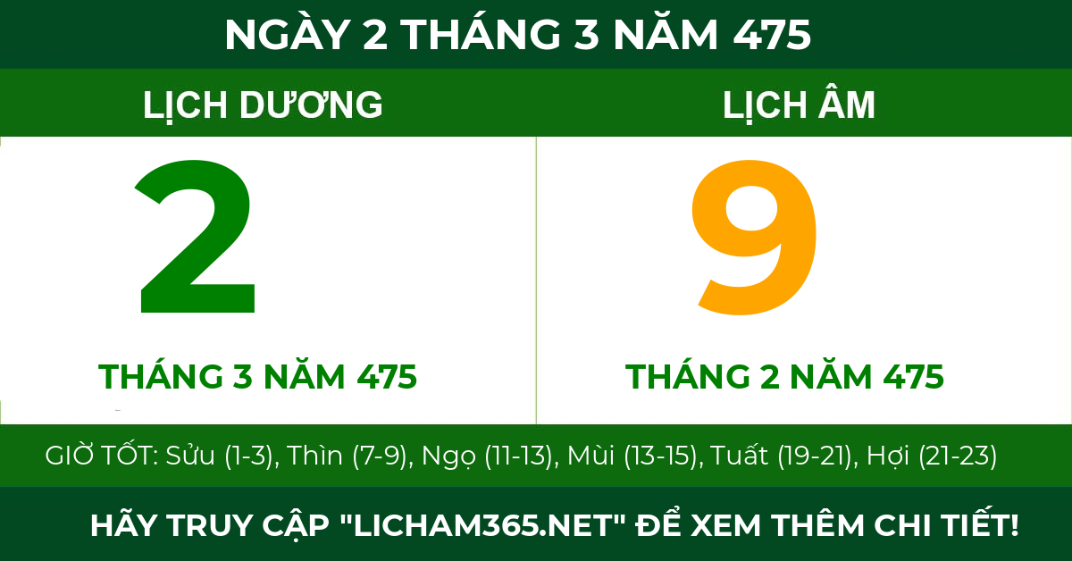lịch âm ngày 2 tháng 3 năm 475