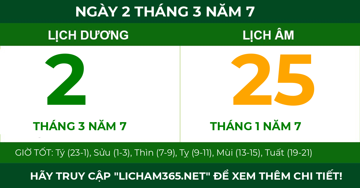 lịch âm ngày 2 tháng 3 năm 7