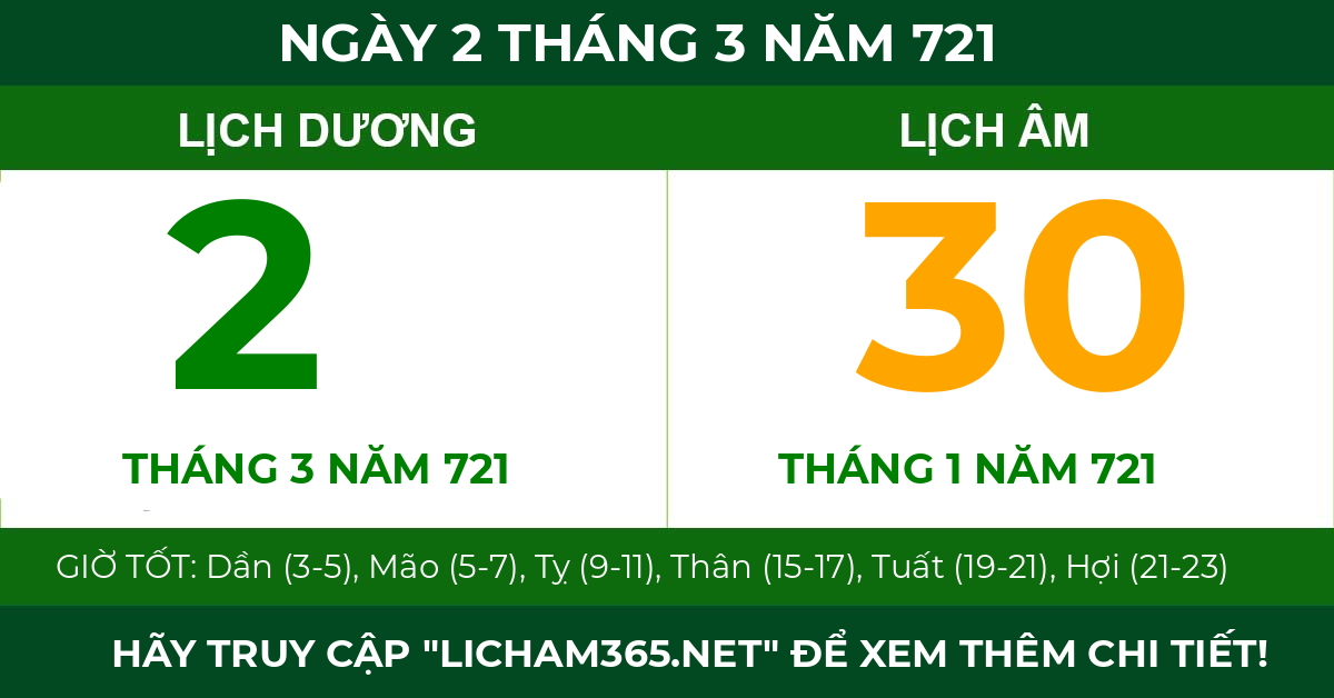 lịch âm ngày 2 tháng 3 năm 721