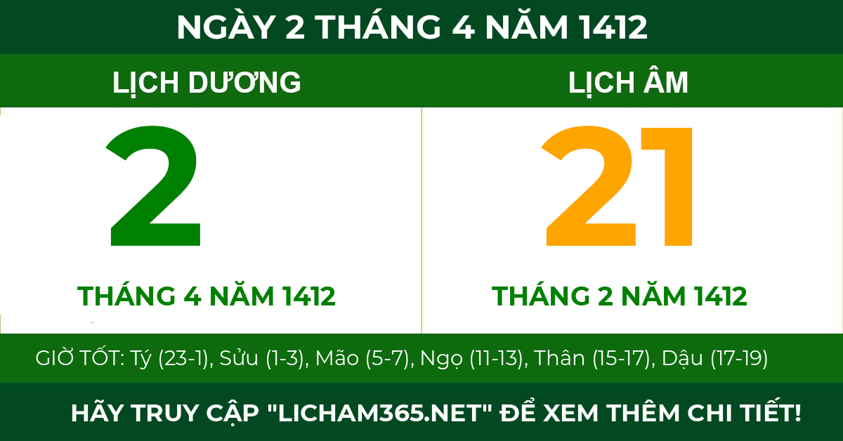 lịch âm ngày 2 tháng 4 năm 1412