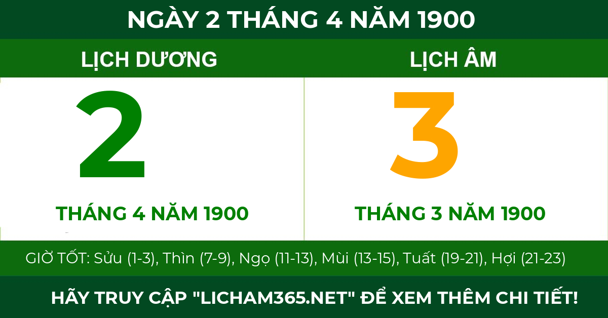 lịch âm ngày 2 tháng 4 năm 1900