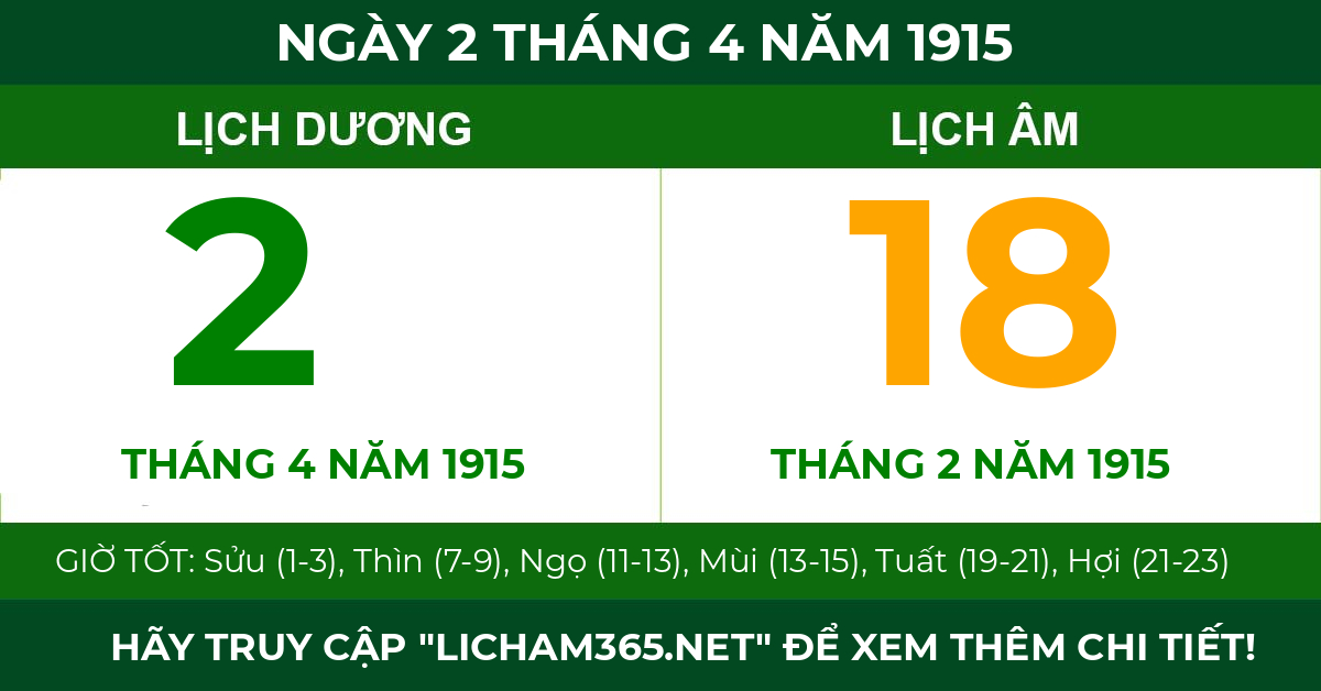 lịch âm ngày 2 tháng 4 năm 1915