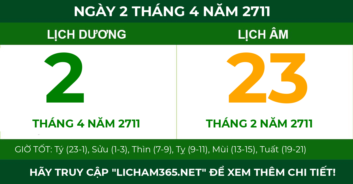 lịch âm ngày 2 tháng 4 năm 2711