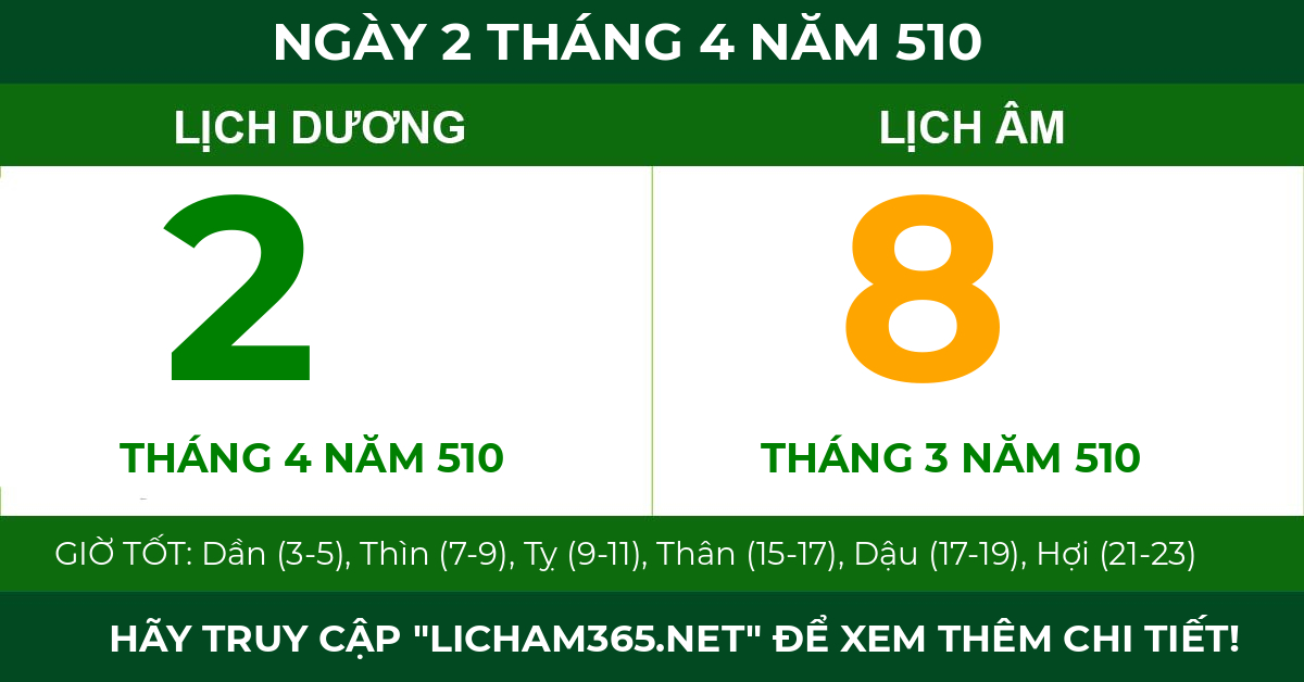 lịch âm ngày 2 tháng 4 năm 510