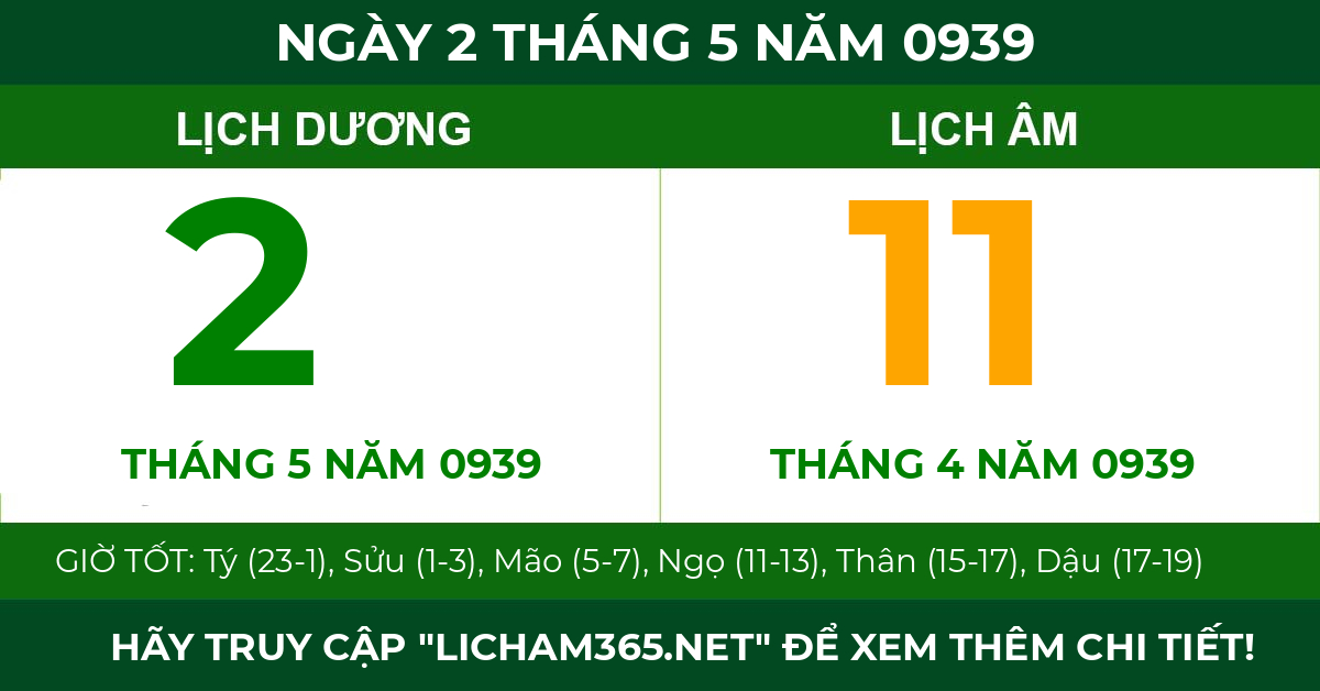 lịch âm ngày 2 tháng 5 năm 0939