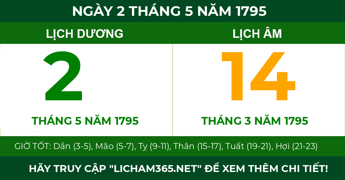 lịch âm ngày 2 tháng 5 năm 1795