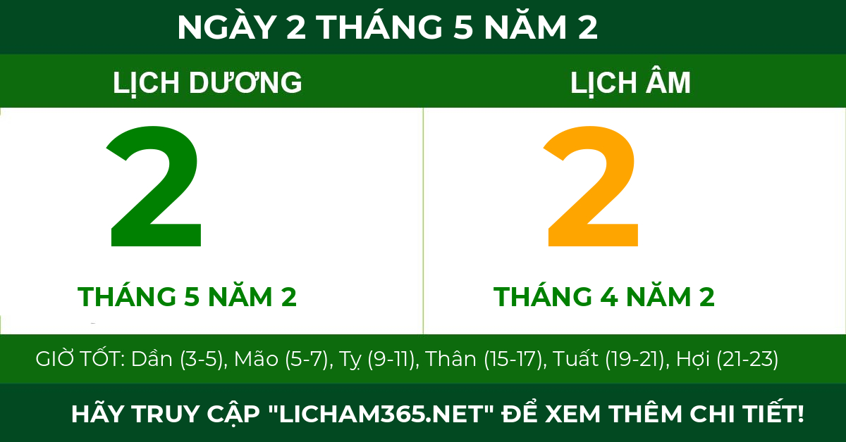 lịch âm ngày 2 tháng 5 năm 2