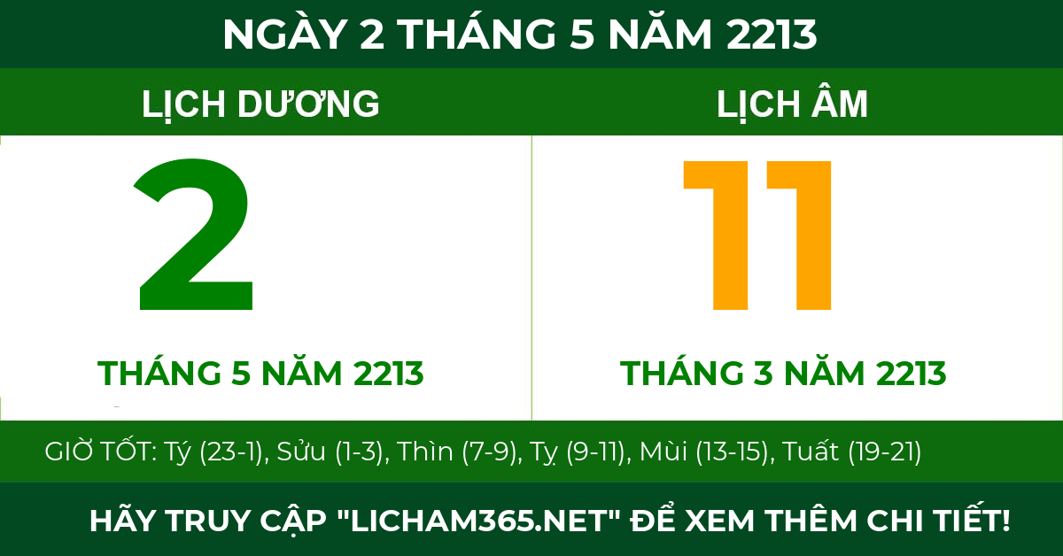 lịch âm ngày 2 tháng 5 năm 2213