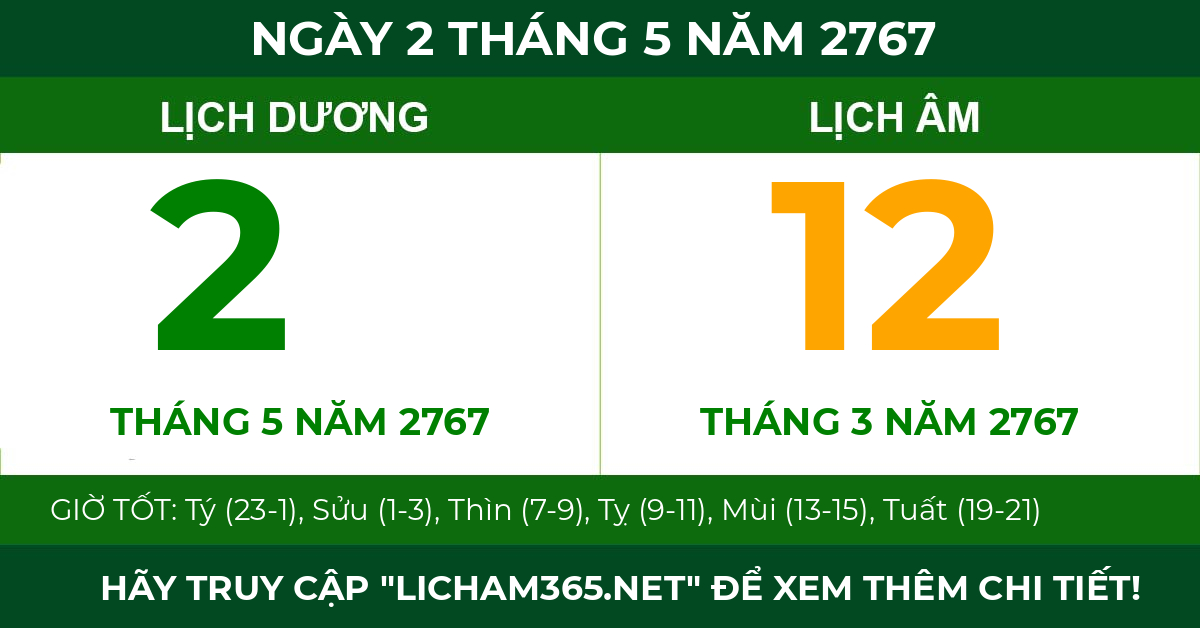 lịch âm ngày 2 tháng 5 năm 2767