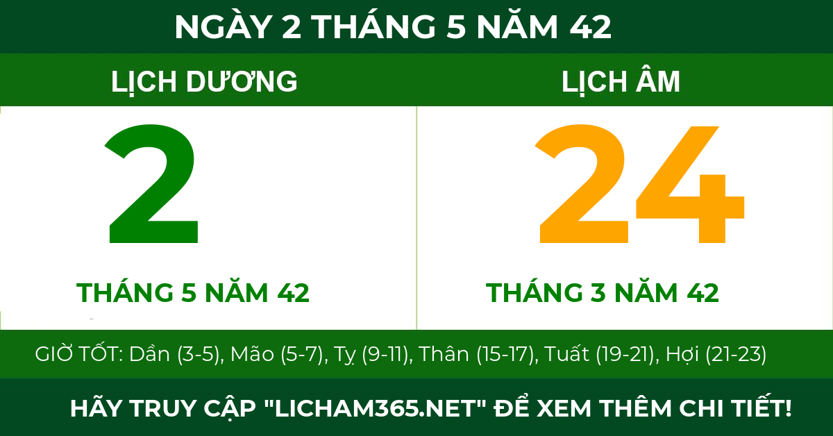 lịch âm ngày 2 tháng 5 năm 42