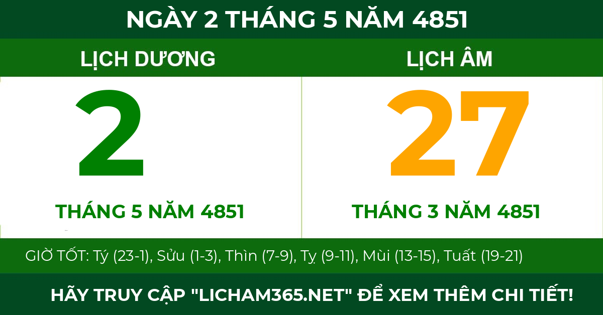 lịch âm ngày 2 tháng 5 năm 4851