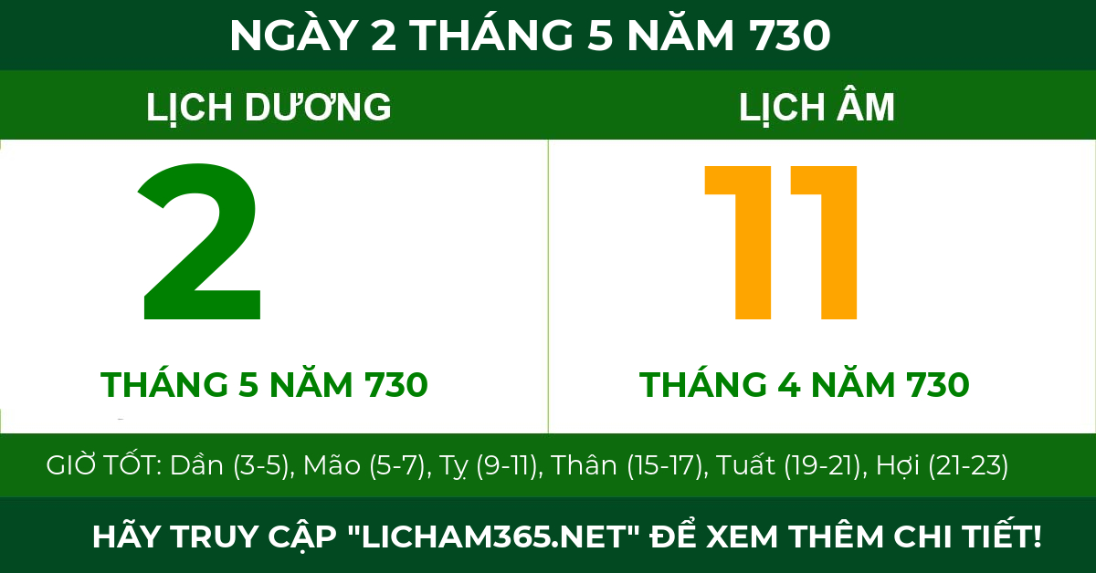 lịch âm ngày 2 tháng 5 năm 730