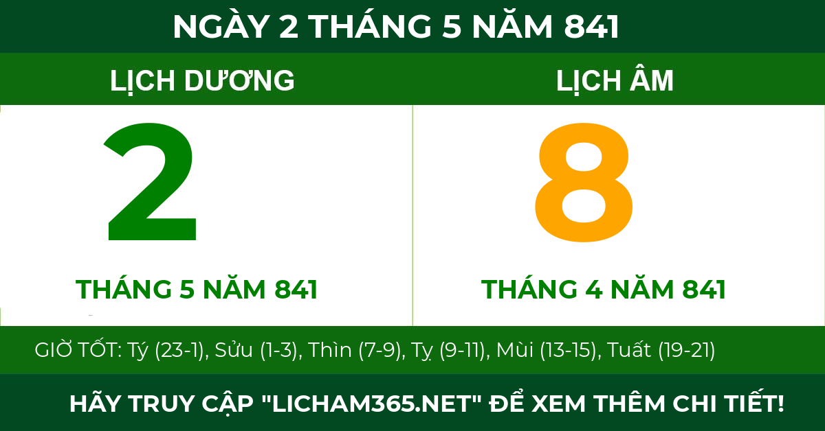 lịch âm ngày 2 tháng 5 năm 841