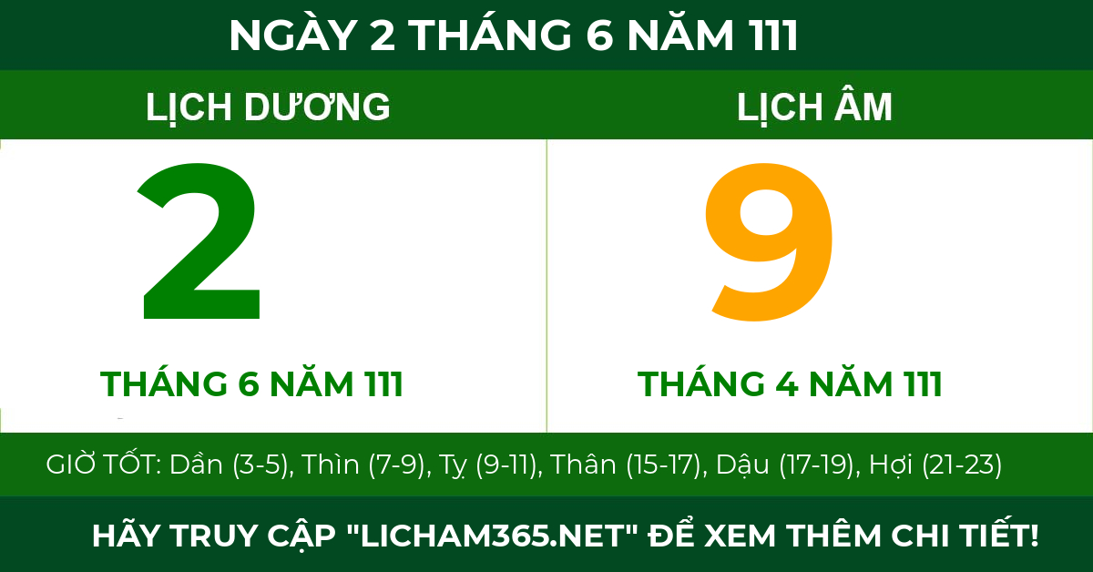 lịch âm ngày 2 tháng 6 năm 111