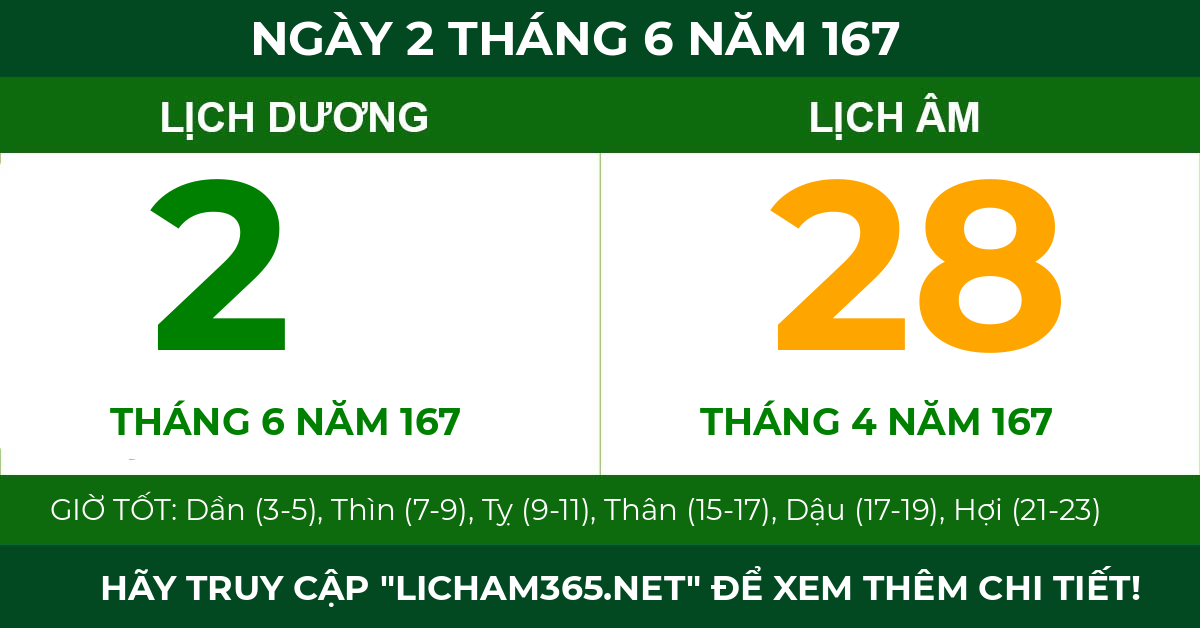 lịch âm ngày 2 tháng 6 năm 167