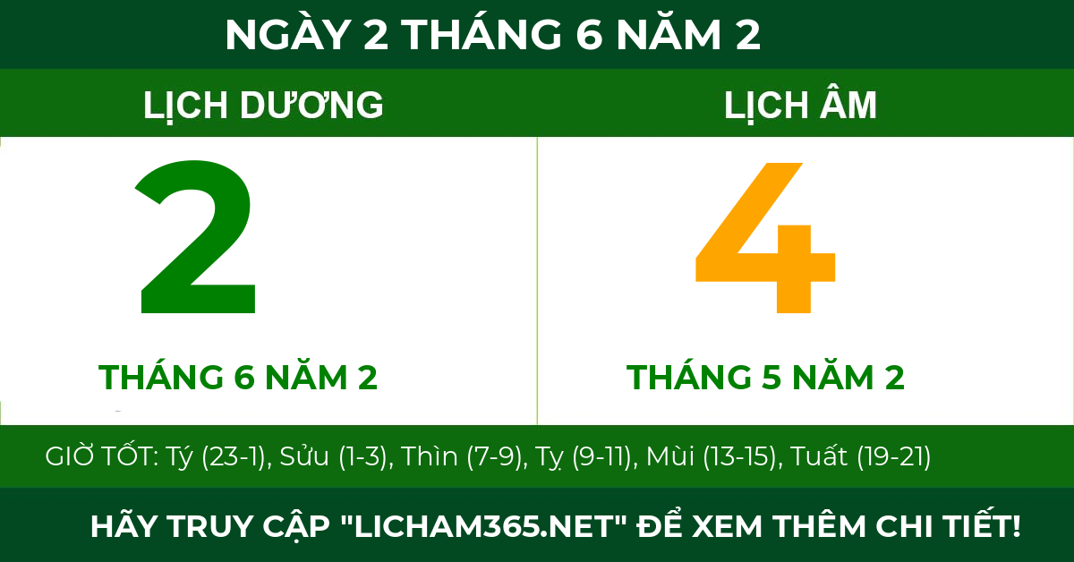 lịch âm ngày 2 tháng 6 năm 2
