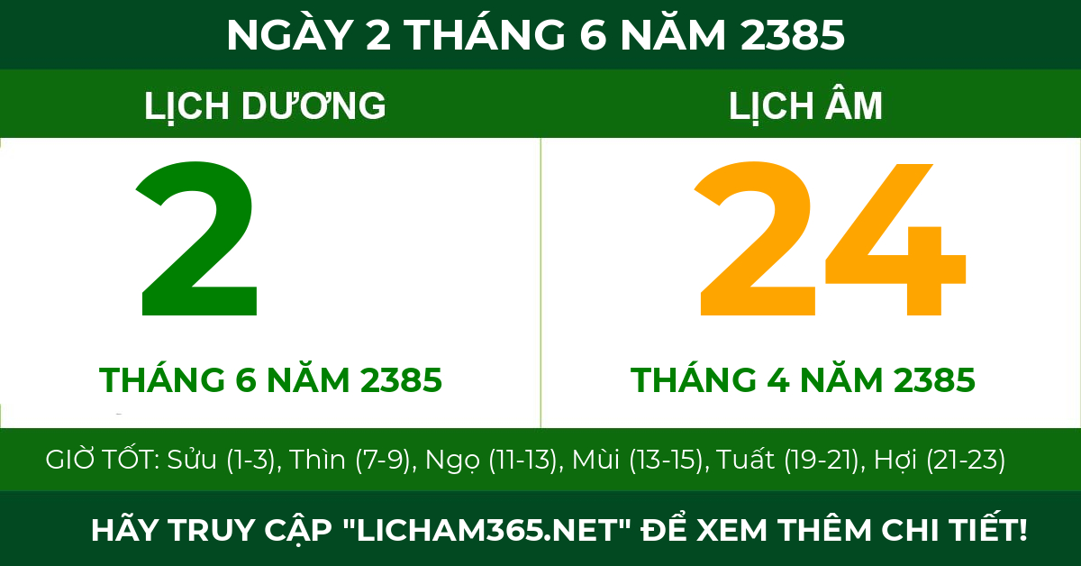 lịch âm ngày 2 tháng 6 năm 2385