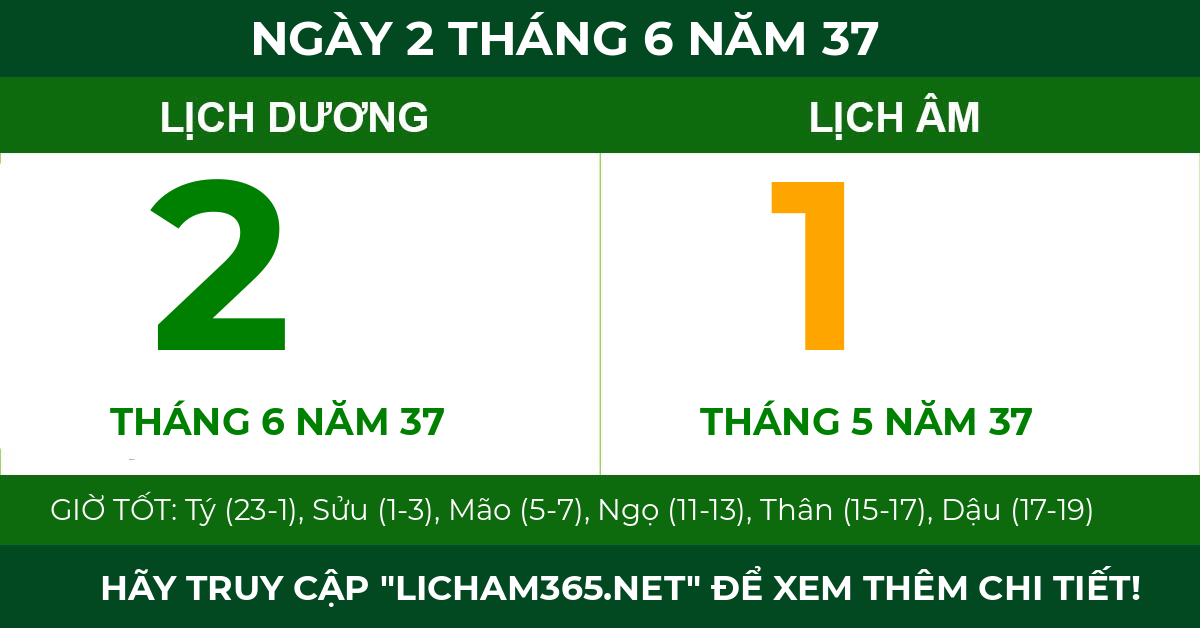 lịch âm ngày 2 tháng 6 năm 37