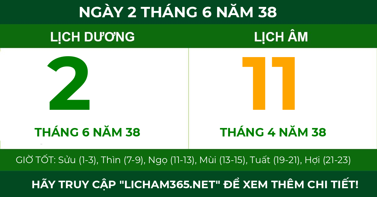 lịch âm ngày 2 tháng 6 năm 38