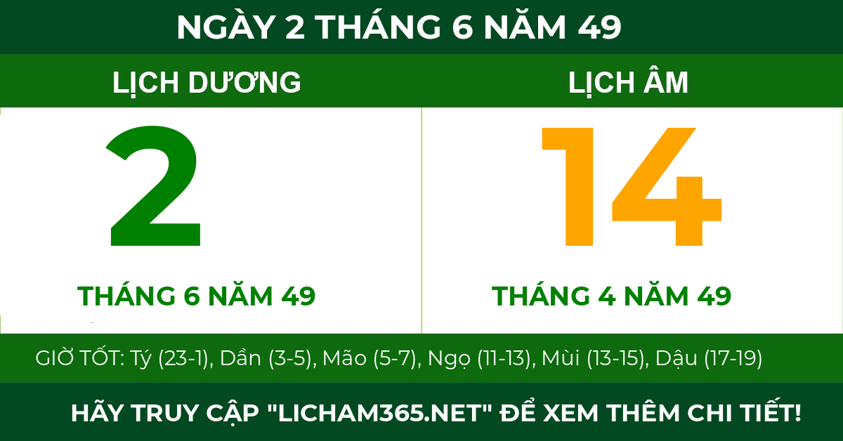 lịch âm ngày 2 tháng 6 năm 49