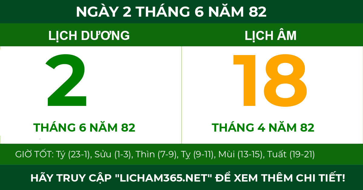 lịch âm ngày 2 tháng 6 năm 82