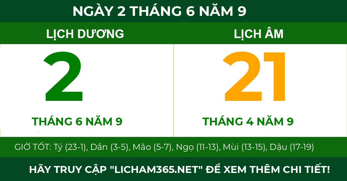 lịch âm ngày 2 tháng 6 năm 9